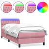 vidaXL Boxspring met matras en LED fluweel roze 80x220 cm