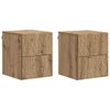 vidaXL Wandbeugel Bedkast 2 pcs Artisanaal eiken 34,5 x 33 x 40 cm