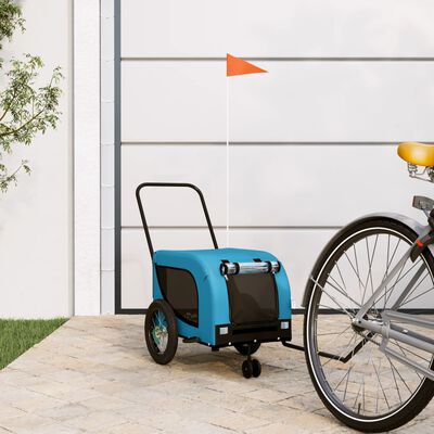 vidaXL Hondenfietstrailer oxford stof en ijzer blauw en zwart