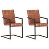 vidaXL Eetkamerstoelen 2 st echt leer bruin