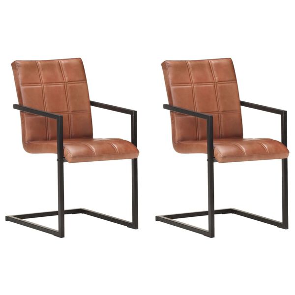 vidaXL Eetkamerstoelen 2 st echt leer bruin