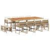 vidaXL 13-delige Tuinset met kussens poly rattan beige