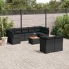 vidaXL 10-delige Loungeset met kussens poly rattan zwart