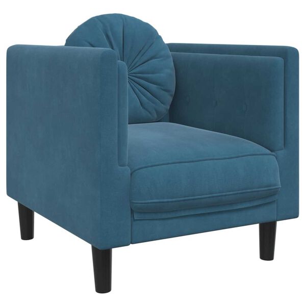 vidaXL 3-delige Loungeset met kussens fluweel blauw