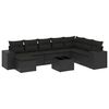 vidaXL 9-delige Loungeset met kussens poly rattan zwart
