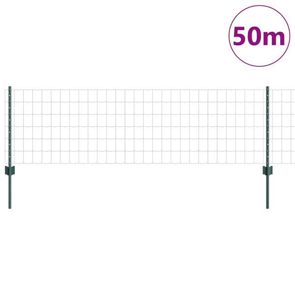 vidaXL Hek en paal Groen 0,6 x 50 m Staal