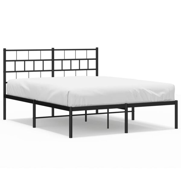 vidaXL Bedframe met hoofdbord metaal zwart 160x200 cm