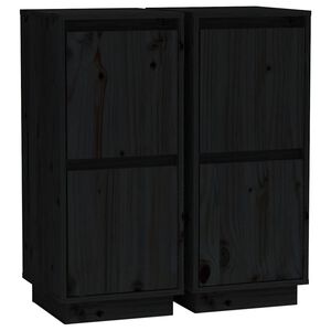 vidaXL Dressoirs 2 st 31,5x34x75 cm massief grenenhout zwart