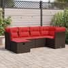 vidaXL 6-delige Loungeset met kussens poly rattan bruin