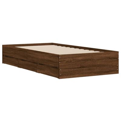 vidaXL Bedframe met lades bewerkt hout bruin eikenkleurig 75x190 cm