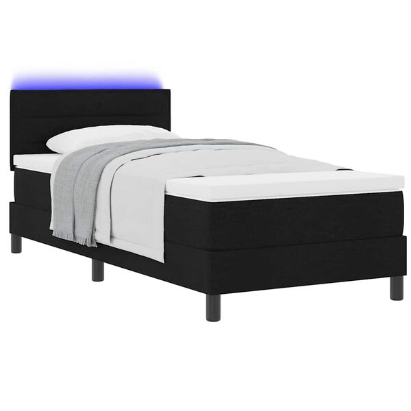 vidaXL Boxspring bed met matras met LED Zwart 90 x 200 cm Stof