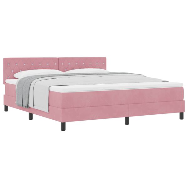 vidaXL Boxspringbed met matras Roze 180 x 200 cm Fluweel