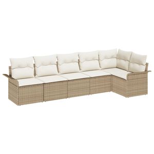 vidaXL Tuin Sofa Set met kussen 6 pcs Beige poly rattan