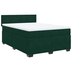 vidaXL Boxspring met matras fluweel donkergroen 140x200 cm