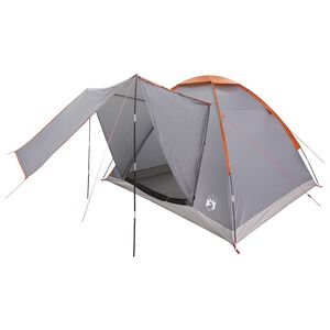 vidaXL Kamperen tent 4-persoons Grijs en Oranje Polyester en staal