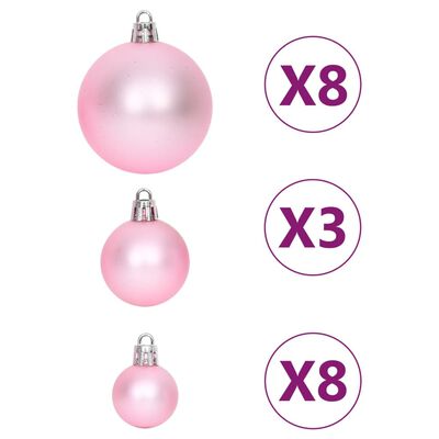 vidaXL 65-delige Kerstballenset roze/rood/wit