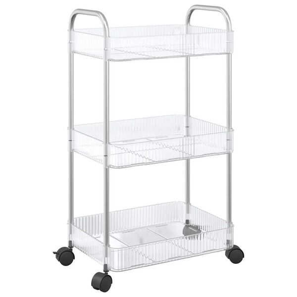 vidaXL Opbergtrolley 3-laags 37x28x68 cm acryl transparant