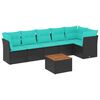 vidaXL 7-delige Loungeset met kussens poly rattan zwart