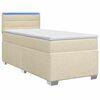 vidaXL Boxspring Bed met Matras en LED Cr&egrave;mekleurig 80 x 200 cm Stof