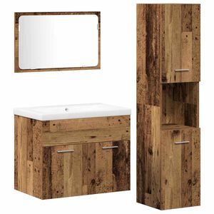 vidaXL Badkamermeubelset met plank met opslag 4 pcs Bruin Bewerkt hout