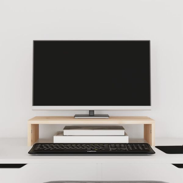 vidaXL Monitorstandaard 50x27x10 cm massief grenenhout