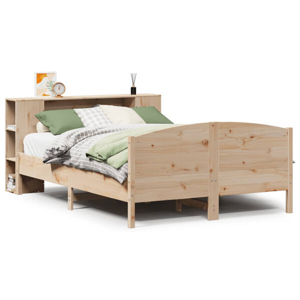 vidaXL Bed met boekenkast zonder matras massief grenenhout 140x190 cm