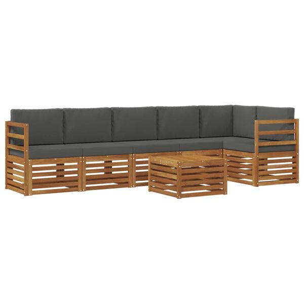 vidaXL Sofa-Sets 7 pcs Natuurlijk en Antraciet Massief Acaciahout