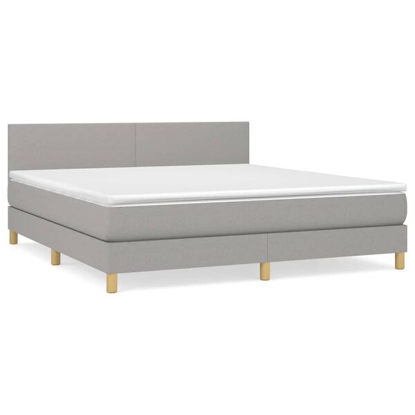 vidaXL Boxspring met matras stof lichtgrijs 160x200 cm