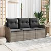 vidaXL Tuin Sofa Set met kussen 3 pcs Grijs poly rattan