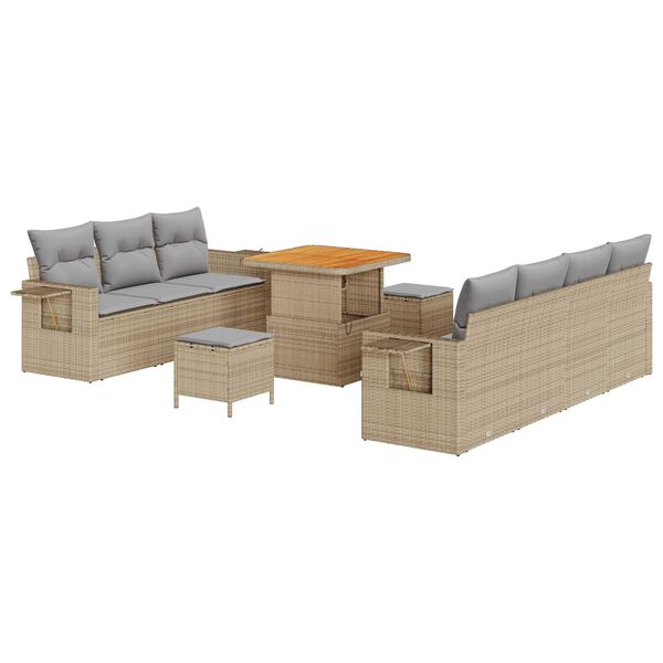 vidaXL Tuin Sofa Set 10 pcs Beige poly rattan