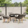 vidaXL Tuin eettafelset met kussen 5 pcs Grijs poly rattan