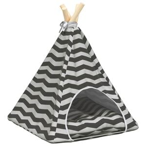vidaXL Dieren teepee met kussen Wit en Grijs 40 x 40 x 50 cm Polyester