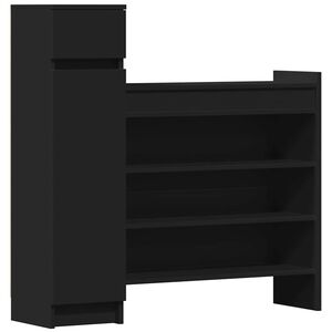 vidaXL Schoenenkast 100,5x28x100 cm bewerkt hout zwart