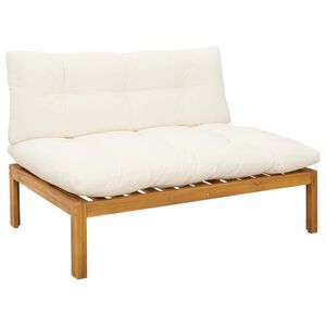 vidaXL Tuin Midden Sofa Natuurlijk en Cr&egrave;me Wit Acaciahout