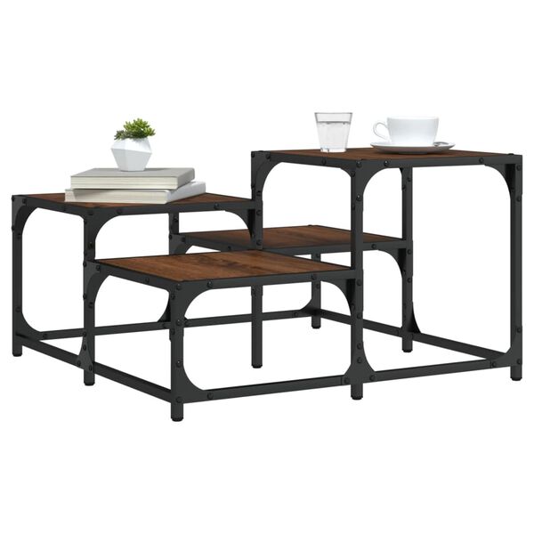 vidaXL Salontafel 68x68x40 cm bewerkt hout bruin eikenkleur