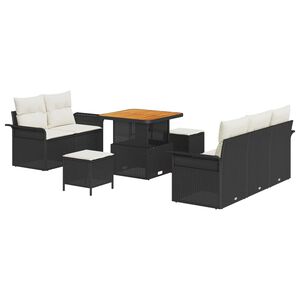 vidaXL Tuin Sofa Set met kussen met opslag 8 pcs Zwart en Cr&egrave;me