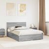 vidaXL Bedframe met hoofdeinde Grijs Sonoma 135 x 190 cm Bewerkt hout