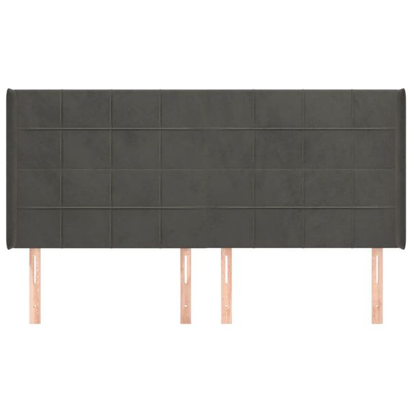 vidaXL Hoofdbord met randen 163x16x118/128 cm fluweel donkergrijs