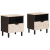 vidaXL Nachtkastje 2 st Wit 40 x 33 x 46 cm Massief Mango Hout