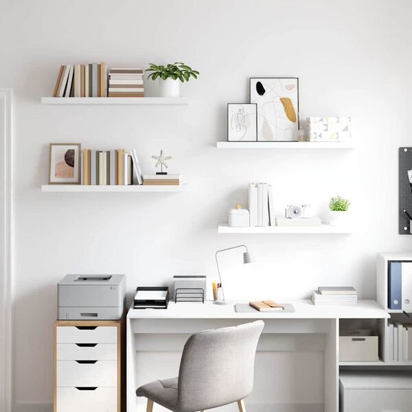 vidaXL Wandschappen zwevend 4 st 90x23,5x3,8 cm MDF wit