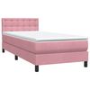 vidaXL Boxspring met matras fluweel roze 90x220 cm