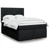 vidaXL Boxspring met matras stof zwart 140x190 cm
