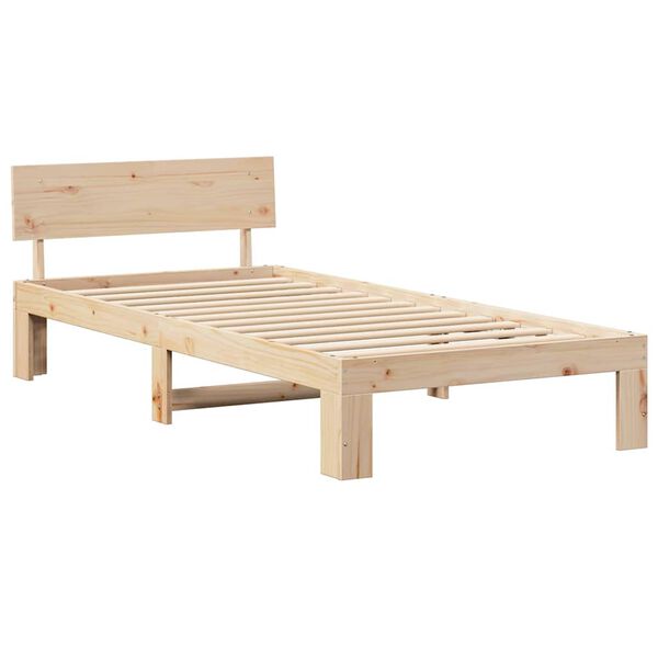 vidaXL Bedframe met hoofdeinde Naturel 75 x 190 cm Massief grenenhout