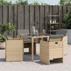 vidaXL Tuinstoelen 4 st met kussens poly rattan gemengd beige