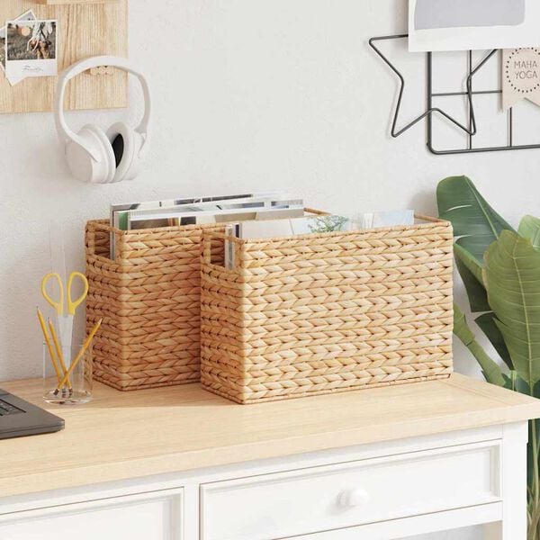 vidaXL Tijdschrift Manden 2 pcs Naturel 39 x 14 x 25 cm Waterhyacint