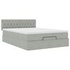 vidaXL Ottoman bed met matras en LED's 140x200cm fluweel lichtgrijs