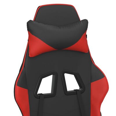 vidaXL Massage gamestoel met voetensteun kunstleer zwart en rood