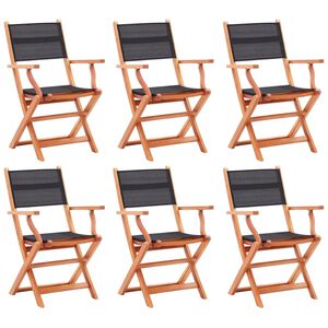 vidaXL Klapstoelen 6 stuks Zwart Massief Eucalyptus Hout & Textiel