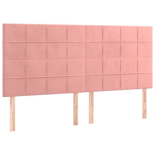 vidaXL Hoofdbord roze 160x5x118/128 cm fluweel