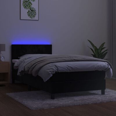 vidaXL Boxspring met matras en LED fluweel zwart 80x200 cm